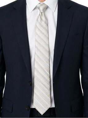 Joseph & Feiss International Ivory Blue Striped 100% Silk Men’s Necktie